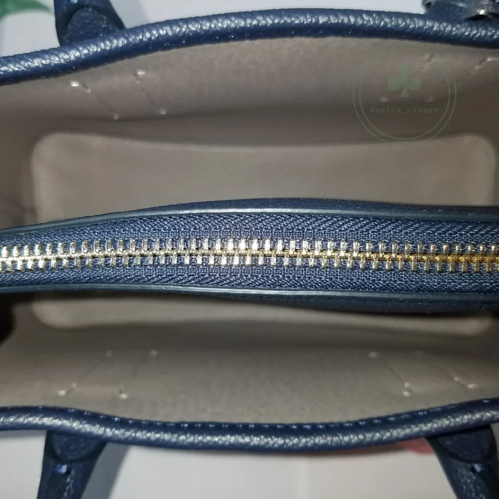 MAKE AN OFFER Kate Spade Women’s Margaux Plaid Leather Medium Blue Satchel - Picture 7 of 8